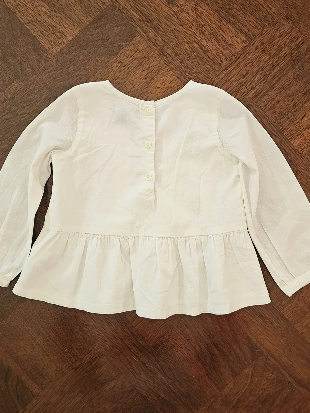 GAP White Eyelet Peplum Blouse & Blue Denim Button-Front Shirt - Girls